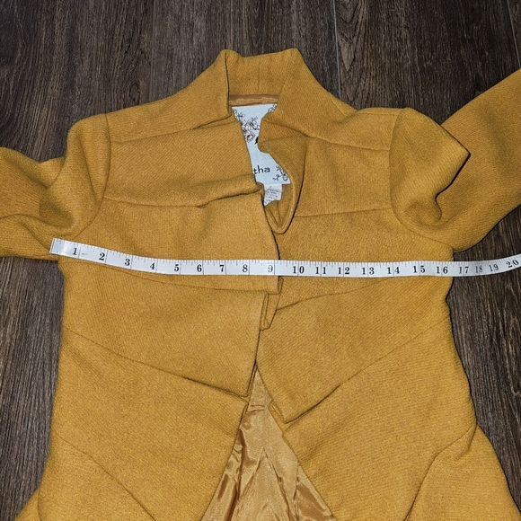 Anthropologie Tabitha Gold Terrace House Jacket Wool Blend Sz 2 Ruffle Preppy - Picture 11 of 14